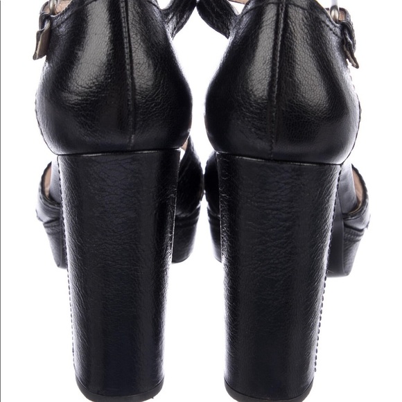 PRADA BLACK  LEATHER SANDALS - Picture 4 of 5